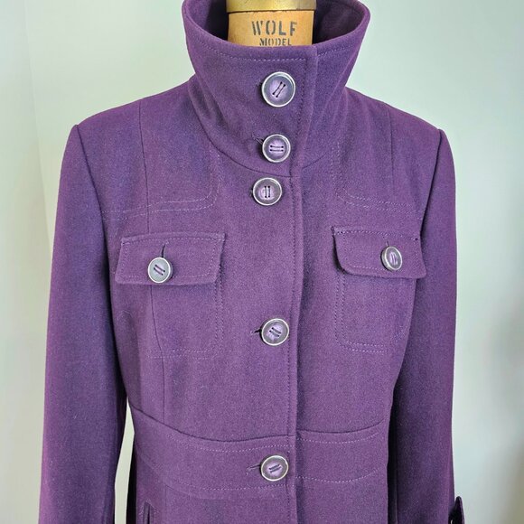 Kenneth Cole Wool Blend Coat | Purple | Size 12 | Pre-Loved - Picture 3 of 16